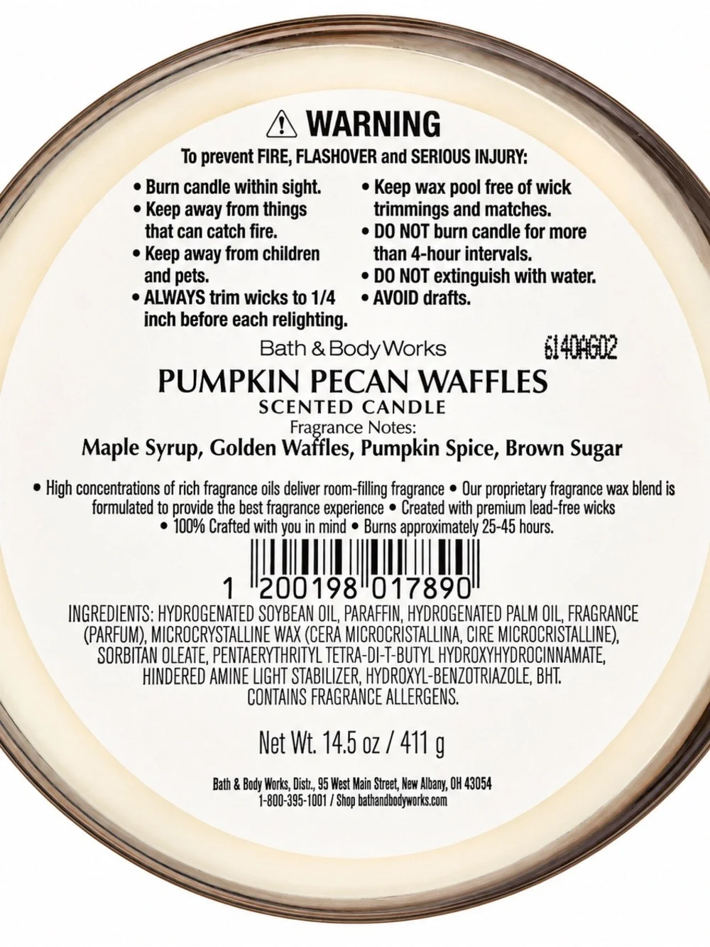 Bath & Body Works Pumpkin Pecan Waffles Candle in Orange and Gold